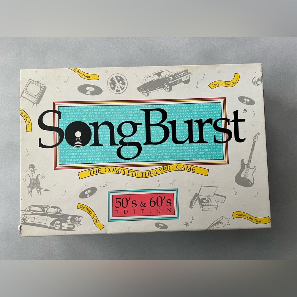 Vintage Song Burst Lyric Board Game 50s & 60s Edition 1990 Complete